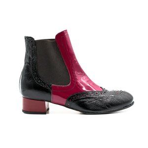 Burgundy Black Ankle Boots Elastic Side Lining